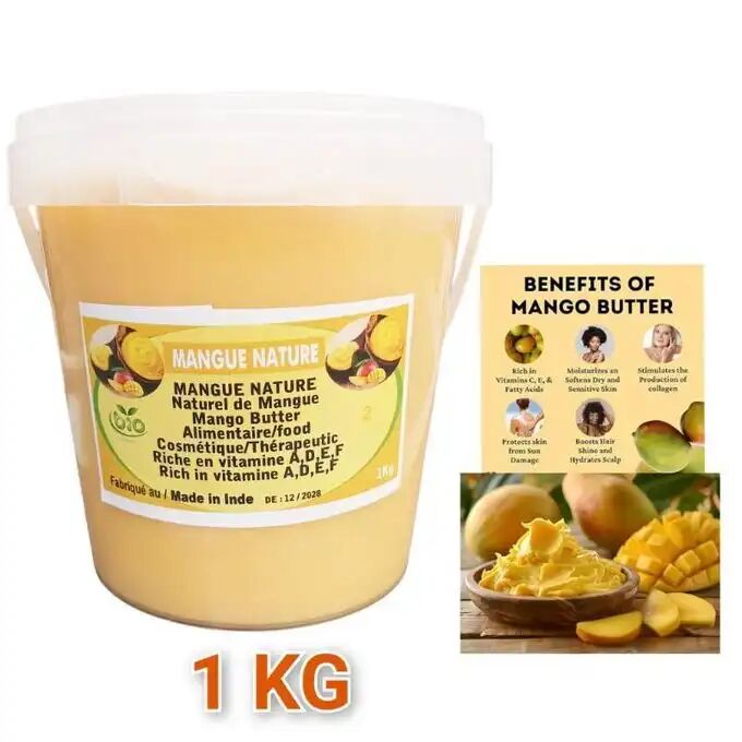 Beurre De Mangue Naturel - 100% Pur & Multifonctions 1 Kilo Riche En Vitamine A, D, E, F