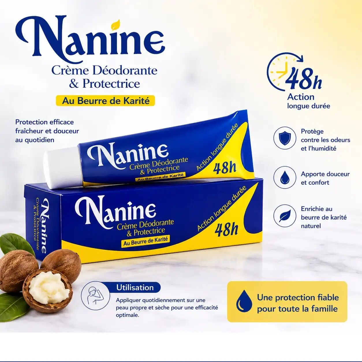 Nanine Crème Déodorante Protectrice au Beurre de Karité