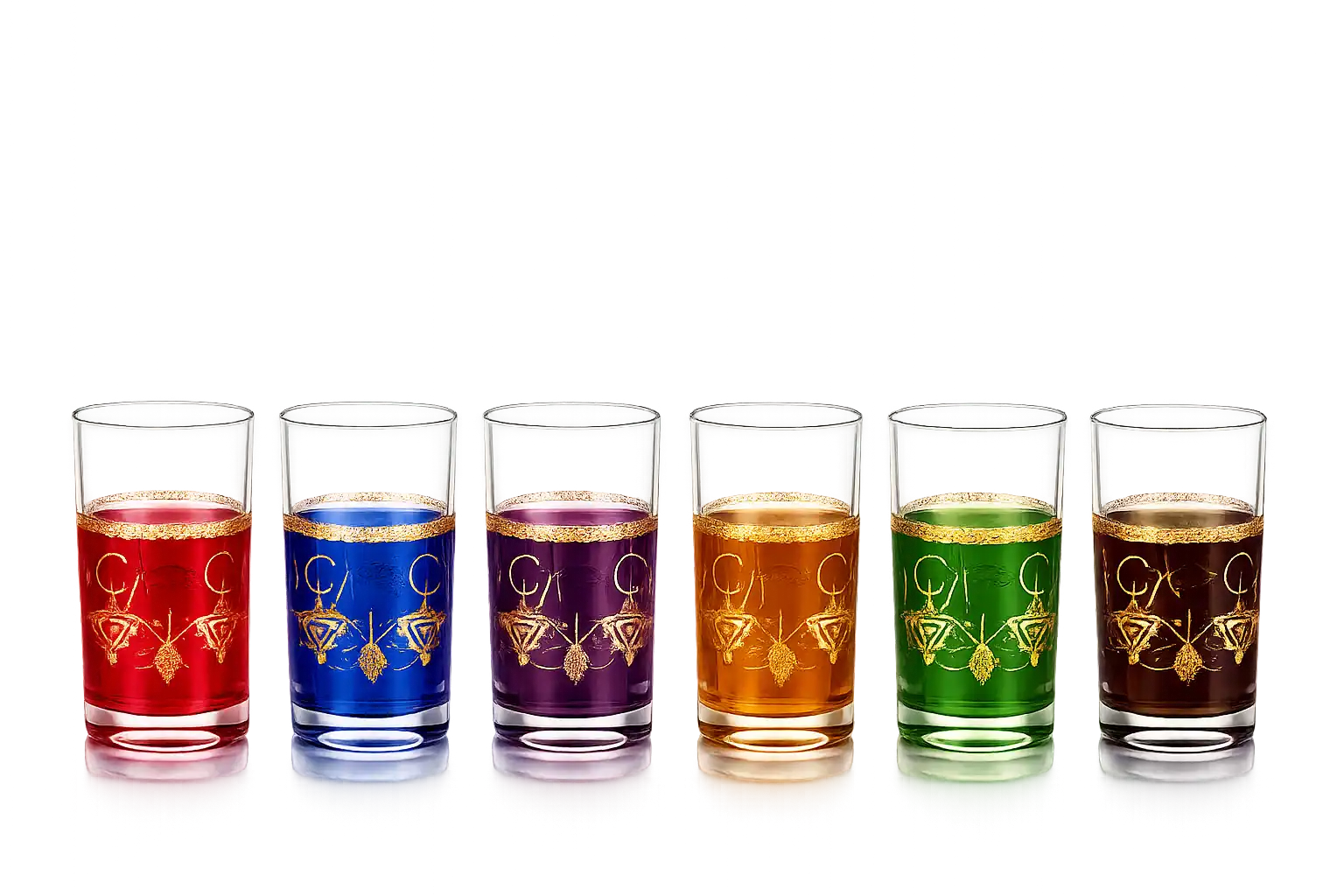 Coffret De 6 Verres Khlala Colorés Afos – Décor Doré