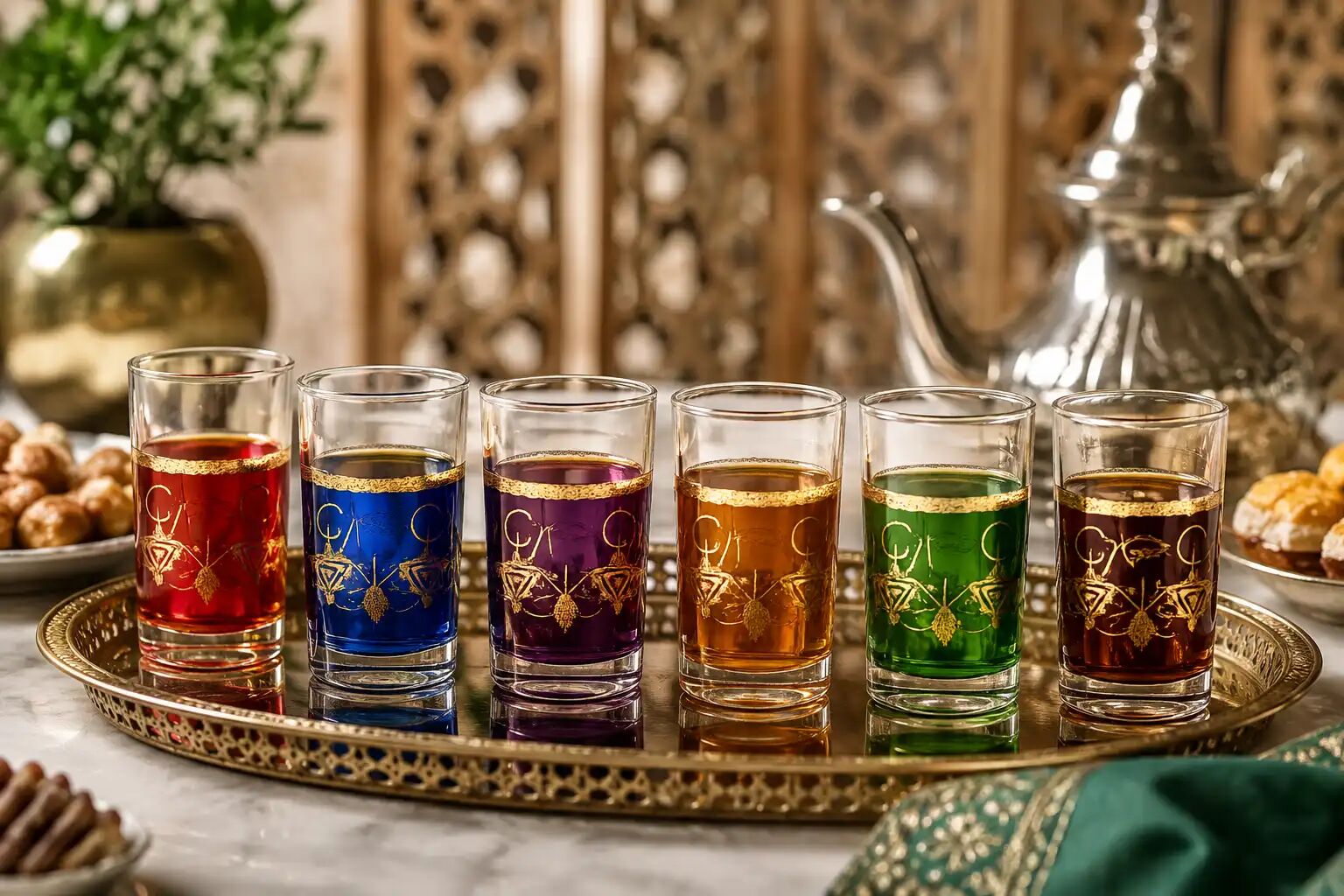 Coffret De 6 Verres Khlala Colorés Afos – Décor Doré