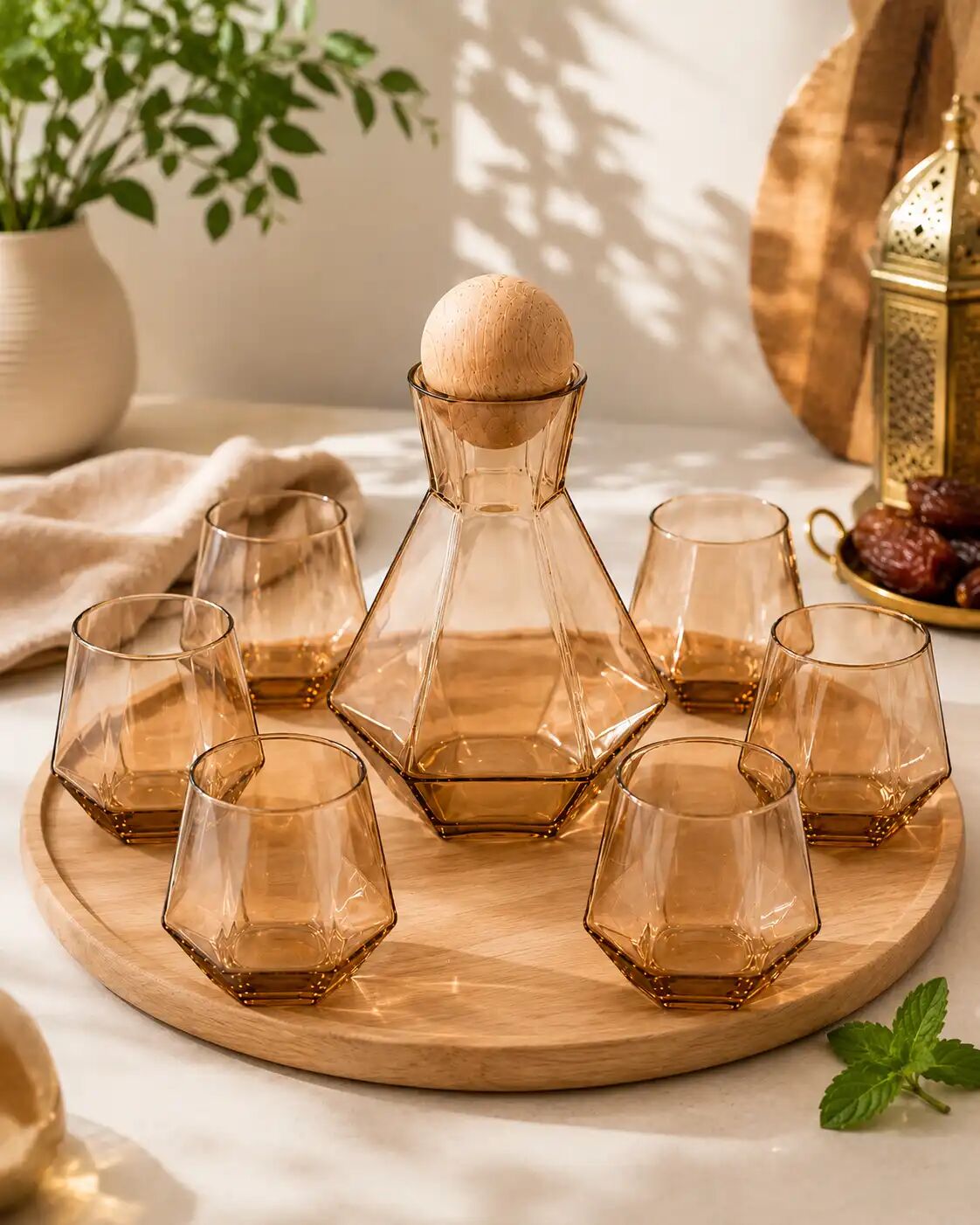 Service À Boisson En Verre (7 Pièces) – 1.2 L - Bronze