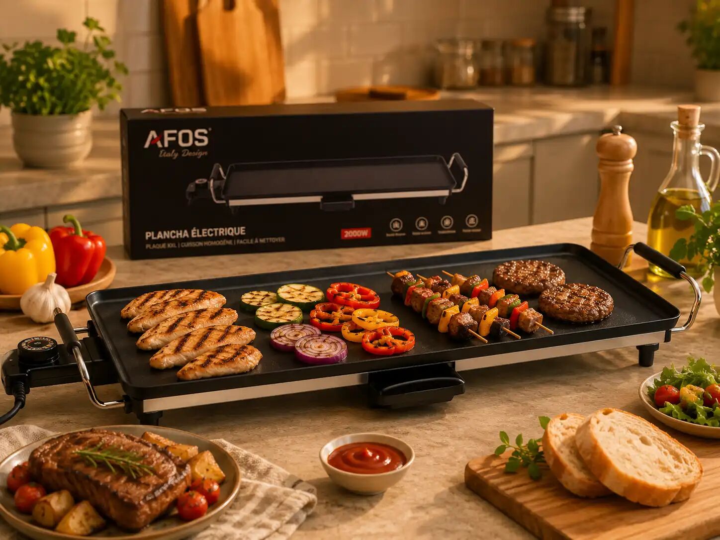 Grill Électrique Afos 90 Cm - Antiadhésif
