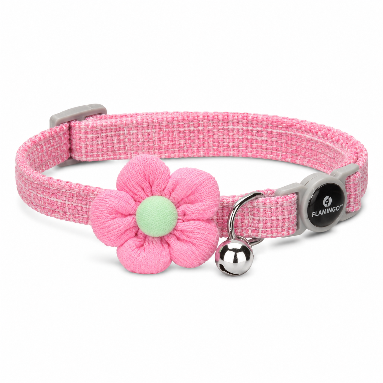 Collier Pour Chat Avec Fleur Et Clochette – Rose