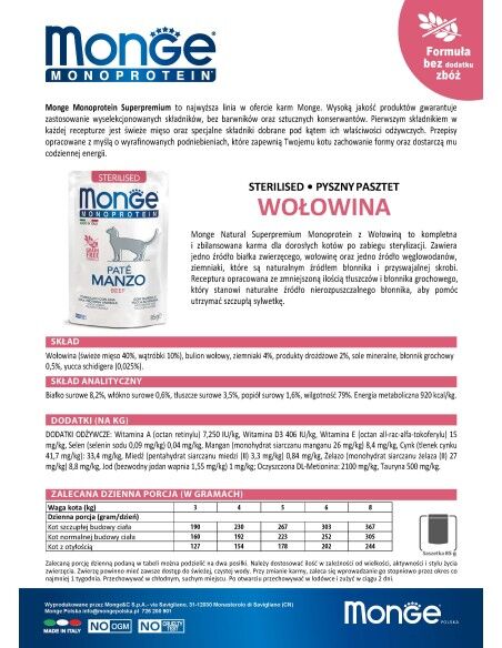 Monoprotein Avec Viande De Bœuf