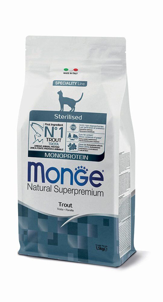 Natural Superpremium Monoprotein Croquettes Chat Stérilisé Truite