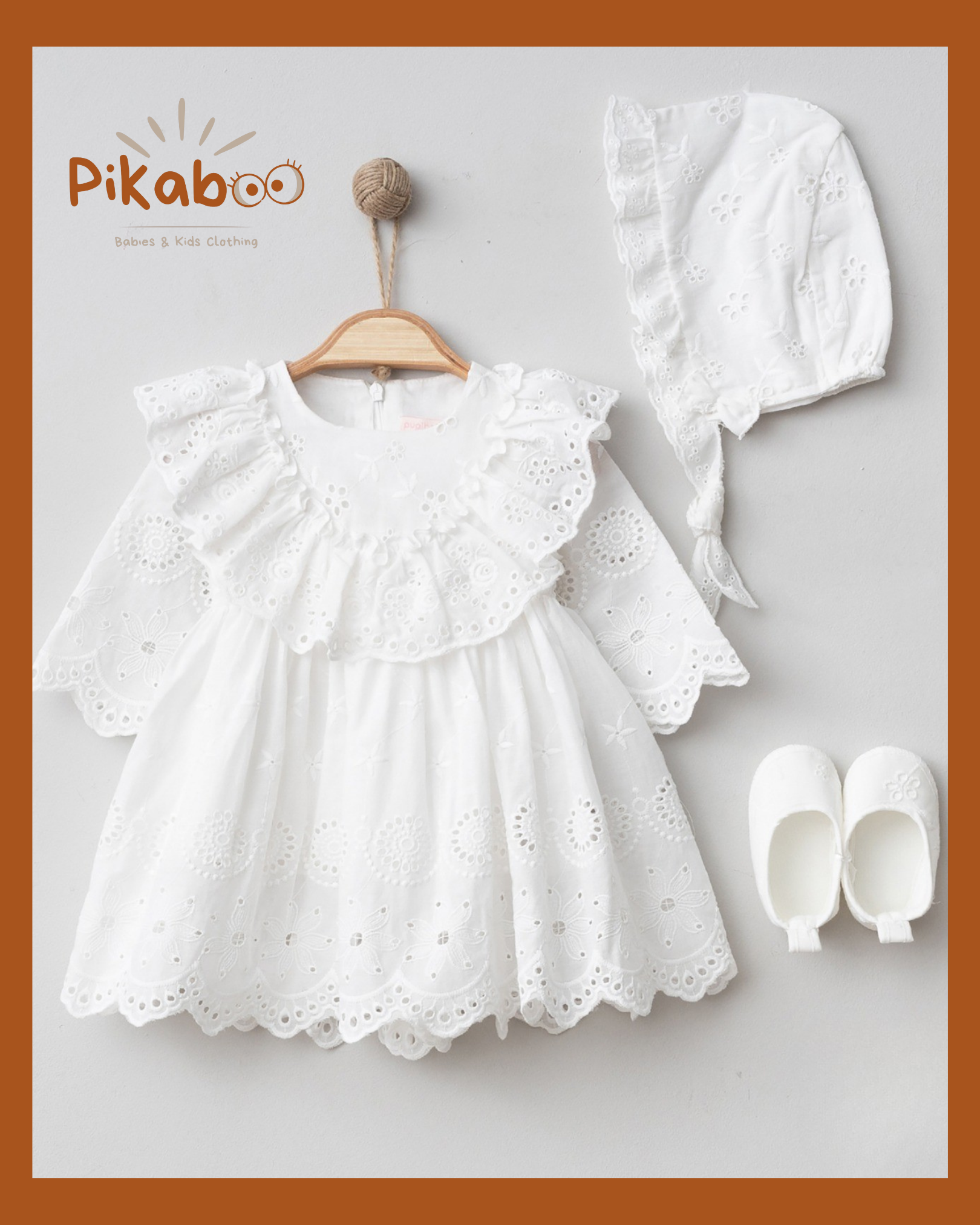 Tenue Grand Événement Bébé 3 Pièces En Dentelle Anglaise