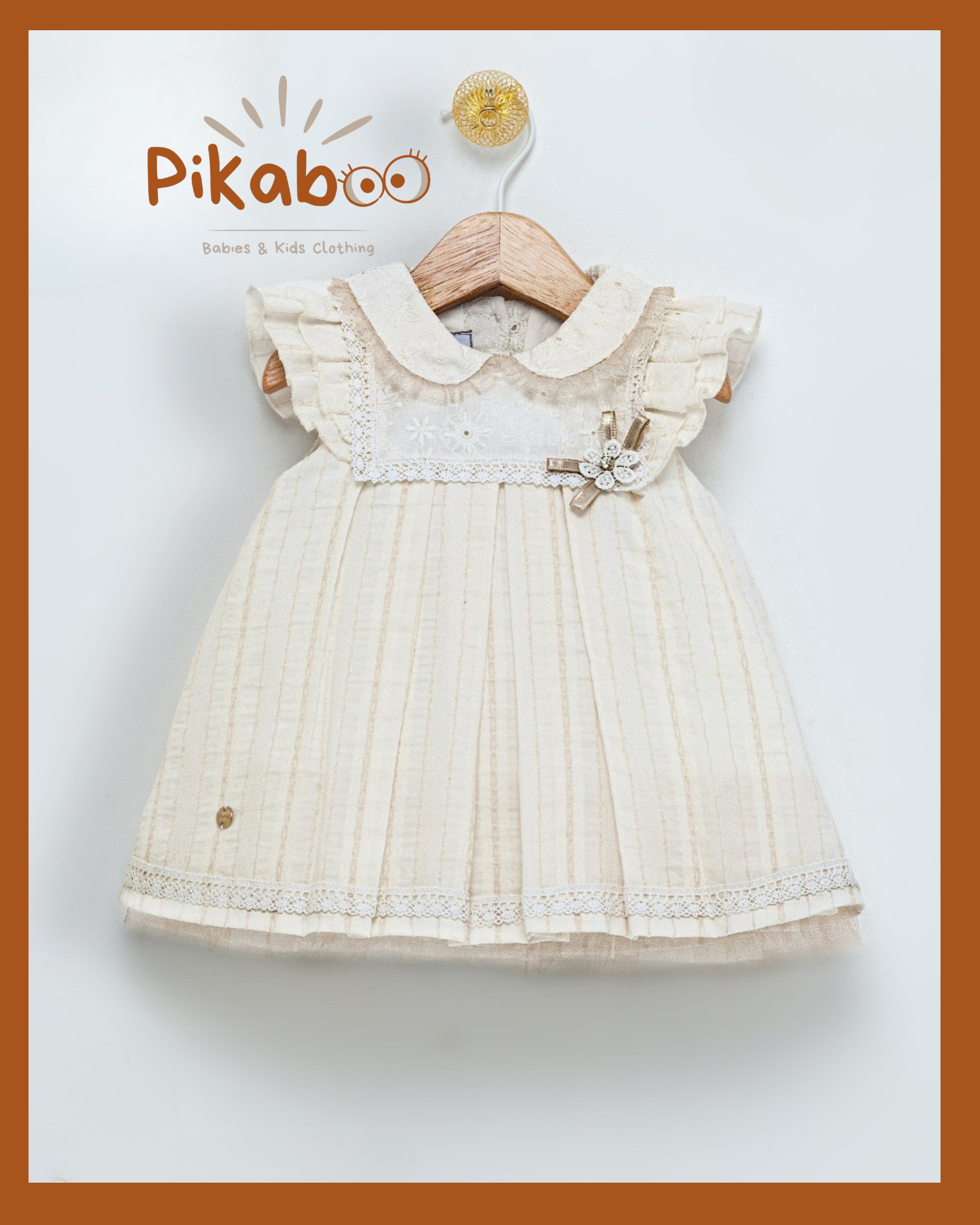Robe Style Lin Naturel Avec Détail Fleur