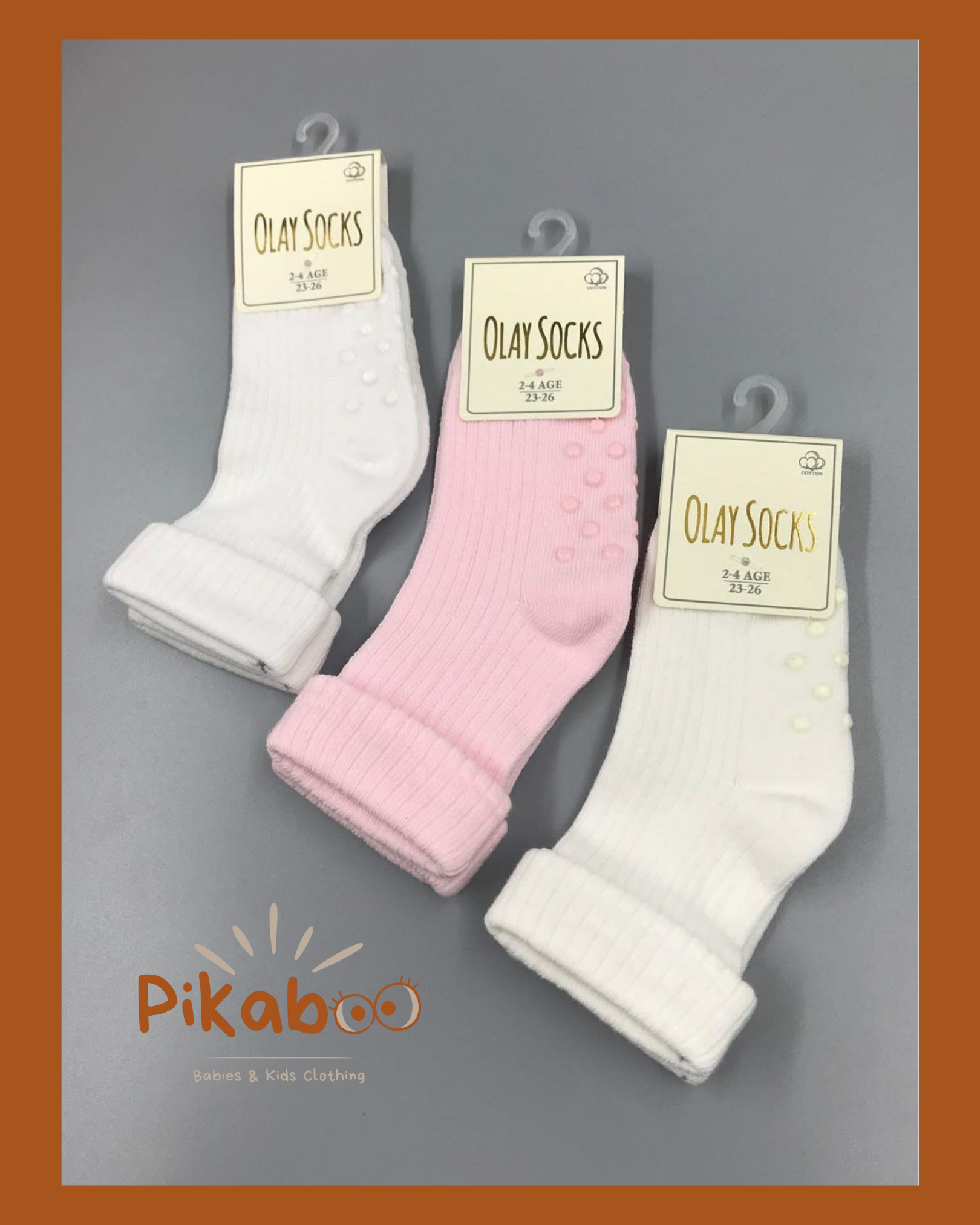 Chaussettes Antidérapantes Unies Motif Rond Fille