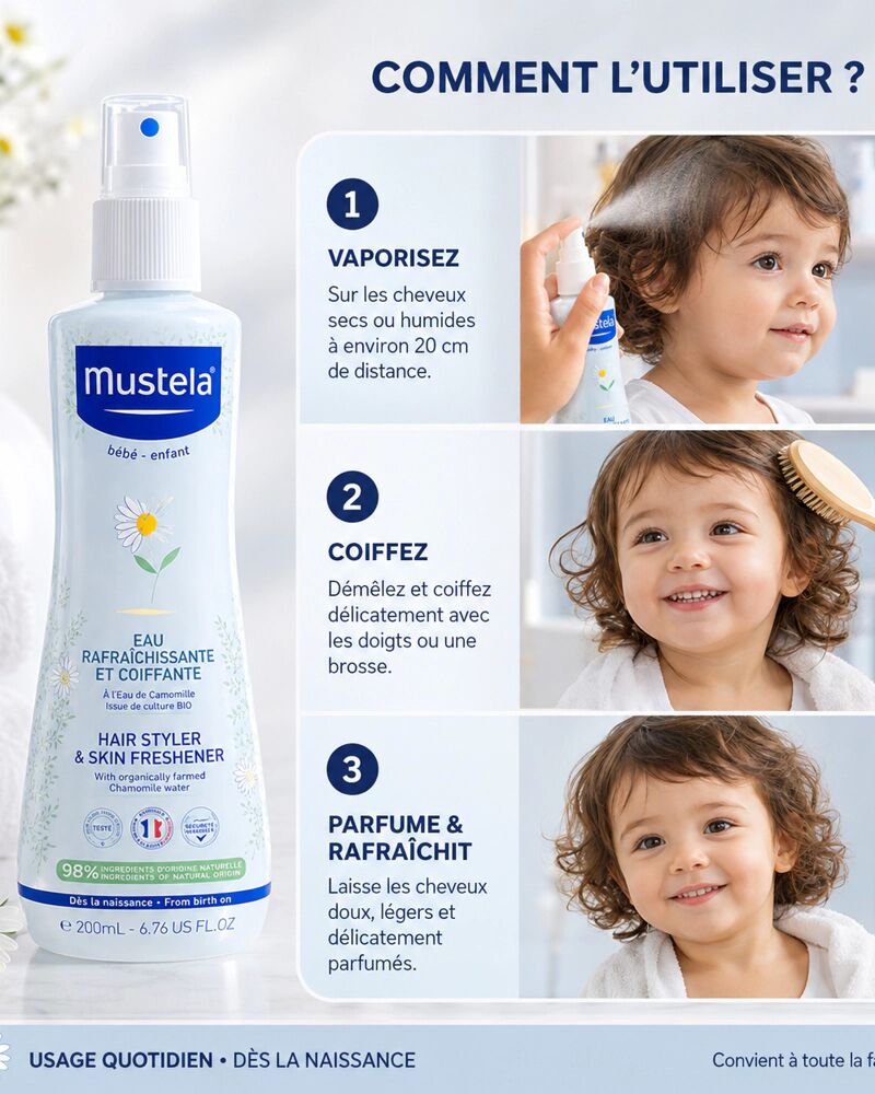 Eau Coiffante Naturelle Pour Cheveux Délicats Des Enfants thumbnail 3