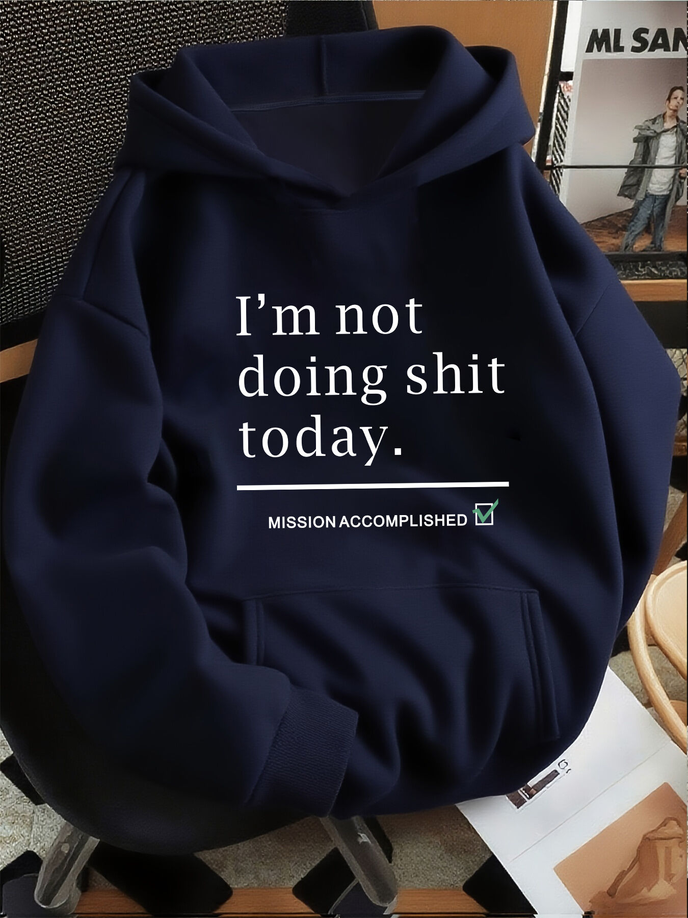Sweat À Capuche Je Ne Fais Rien Aujourd'hui - Slogan En Texte Blanc Sur Fond Vert Menthe, Pu