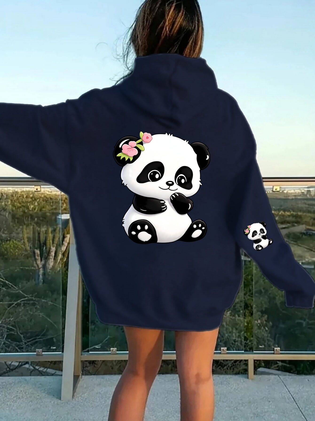 Sweat À Capuche Zippé Imprimé Panda Floral Style Japonais Doux, Sweat À Capuche Décontracté Pour Fem