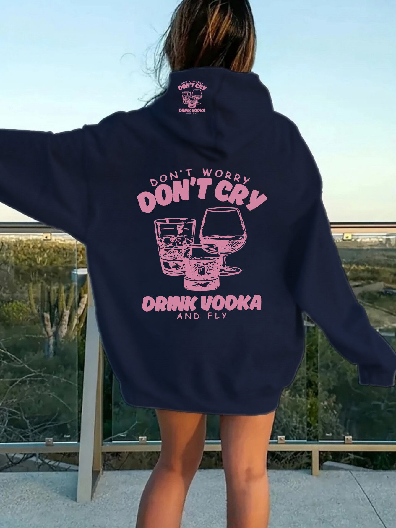 Sweat À Capuche Automne/hiver Avec Citation Amusante Dont Worry Dont Cry Drink Vodka