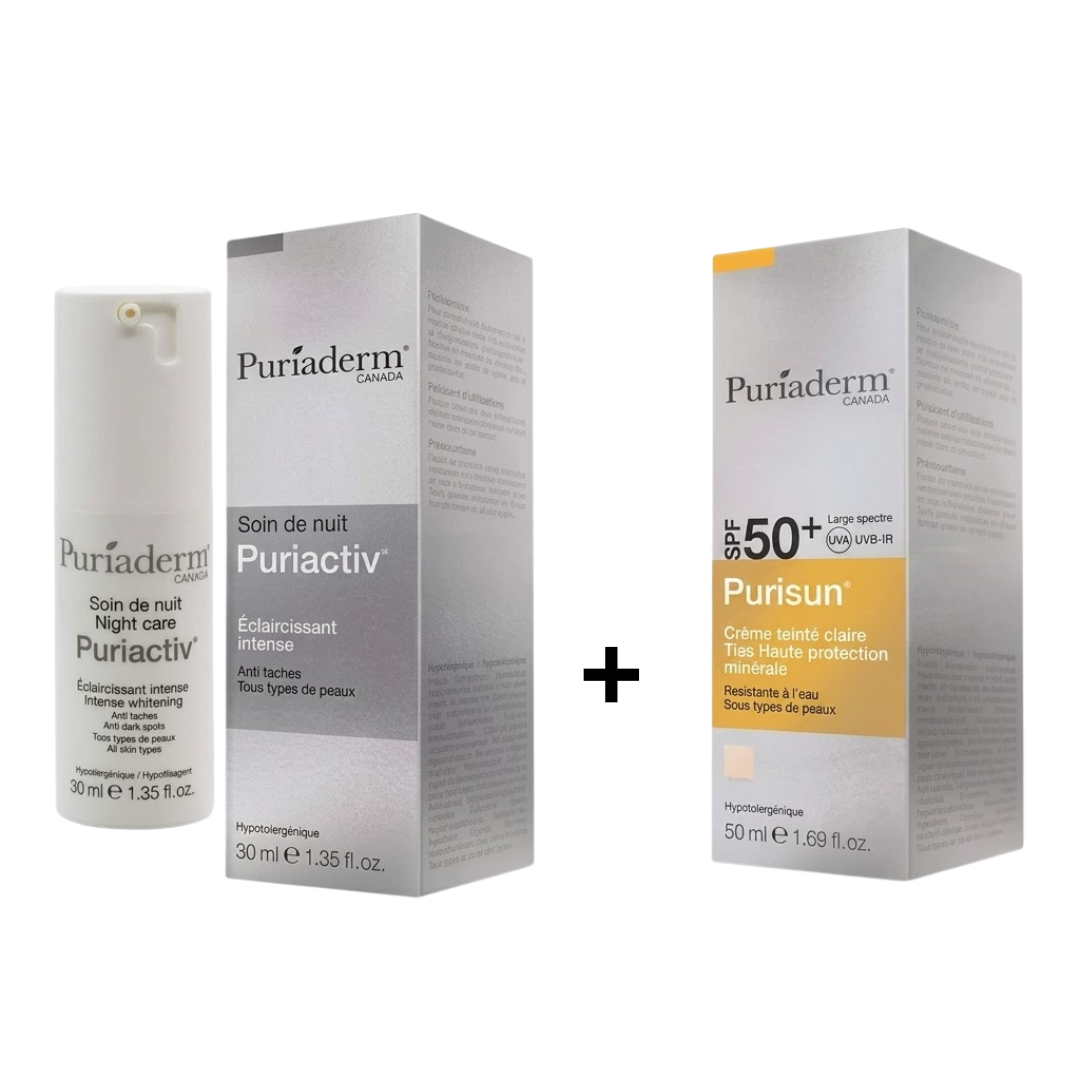 Pack Puriactiv Soin Nuit 30ml + Ecran Teinte Claire Spf50+ 50ml