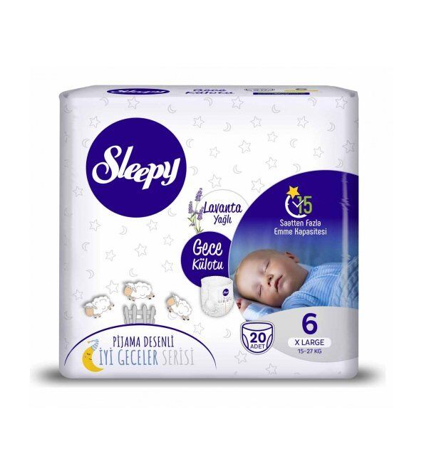 Sleepy Natural 6, Pants Nuit Taille X-large 15-27kg/20pcs