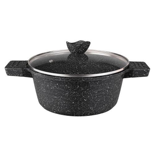 Faitout En Aluminium 24 Cm Couvercle En Verre Et Revêtement Granit Antiadhésif - Jsh-9635/24