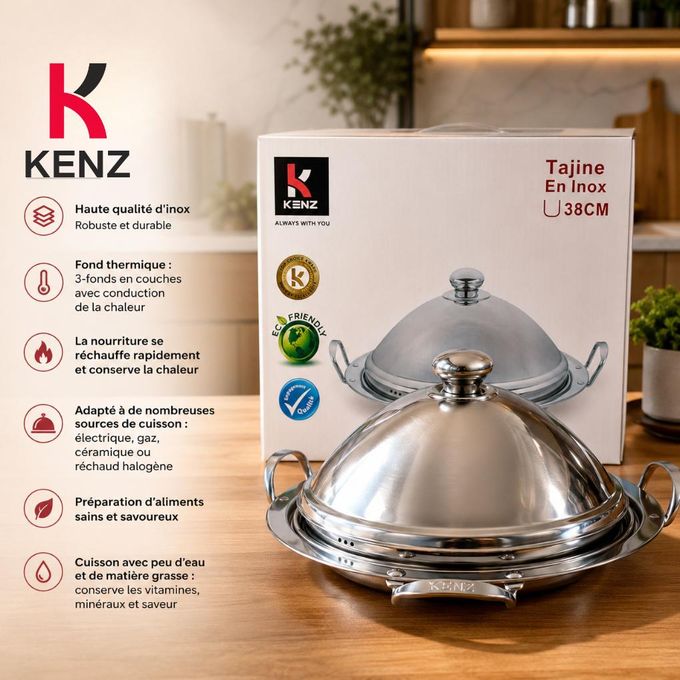 Tajine En Inox 38 Cm Acier Inoxydable Avec Fond Thermique Triple Couche - Hf-9352 thumbnail 3