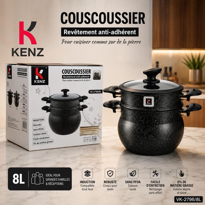Couscoussier 8l Revêtement Antiadhérent Effet Pierre Sans Pfoa - Vk-2796/8l