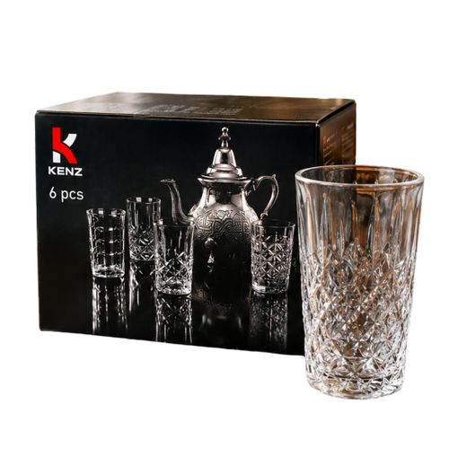 Kenz Set De 6 Verres À Thé En Verre Transparent Motif Relief Élégant, Dau-6671