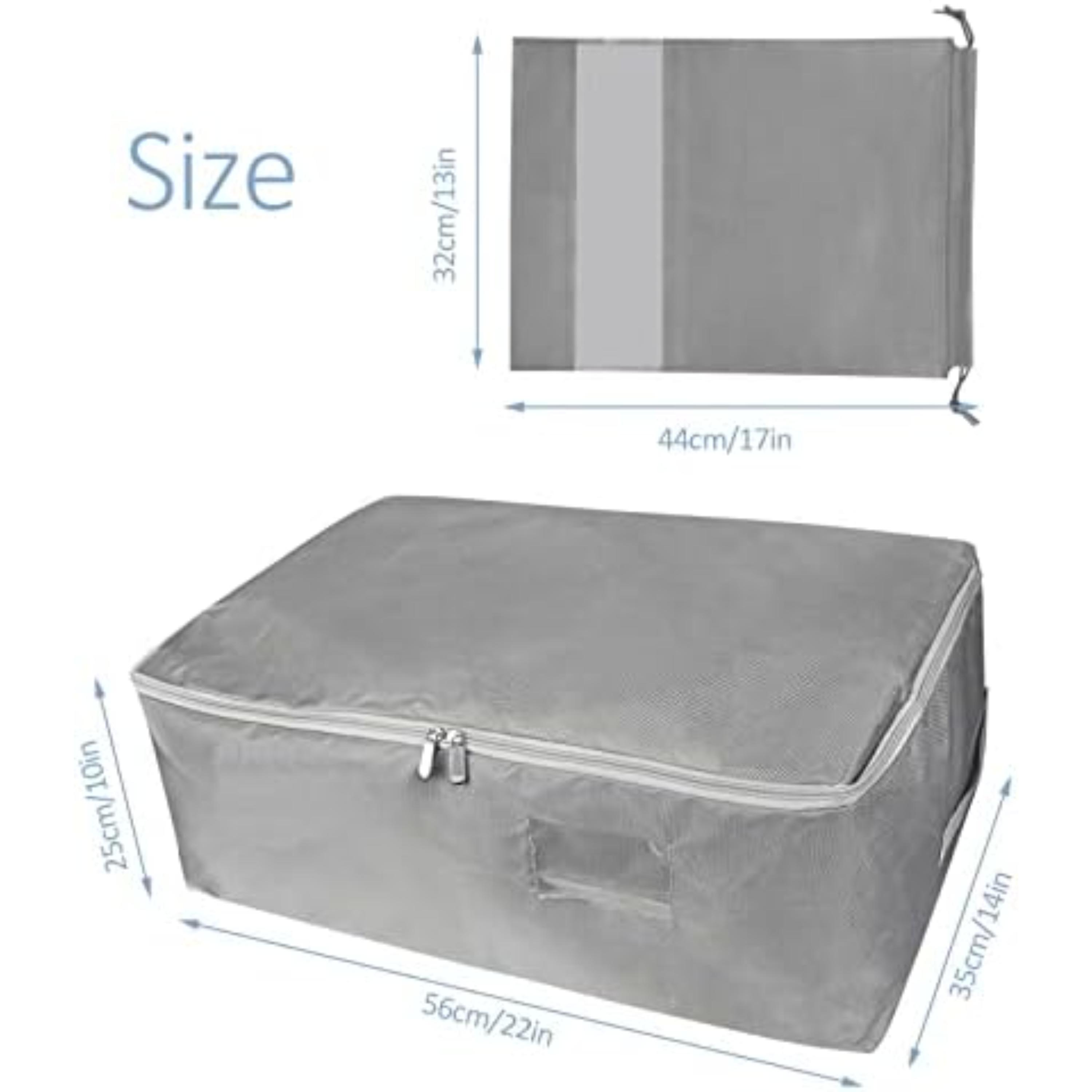 Lot De 2 Sacs De Rangement Sous Lit Avec Fenêtre Et Poignées + 2 Sacs À Chaussures Offerts | Organisateurs De Vêtements, Couettes, Couvertures Et Jouets | Gris thumbnail 2