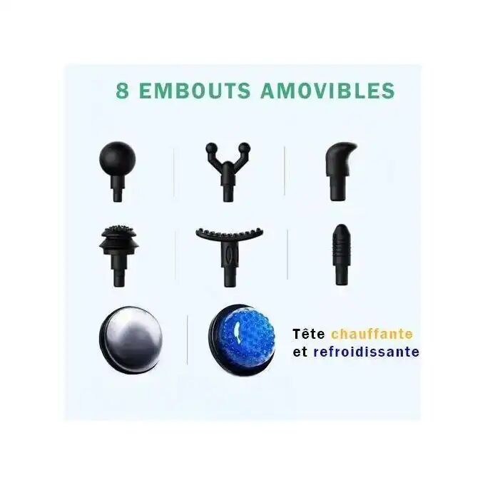 Massage Gun Électrique Rechargeable 8 Têtes – Récupération Musculaire Chaud Et Froid Multicolore