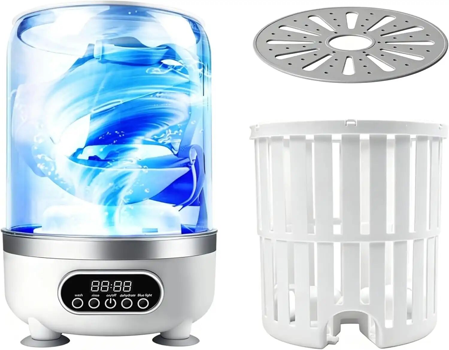 Machine À Laver Compacte Sans Fil Rechargeable : Lavage, Rinçage Et Essorage Pour Linge Délicat Design & Couleur Aléatoire
