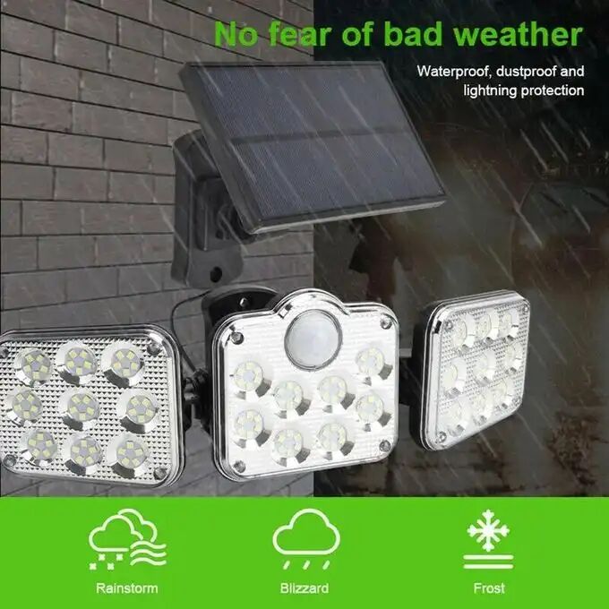 Projecteur Solaire Led Triple Tête Avec Détecteur De Mouvement – Design & Couleur Aléatoire thumbnail 4