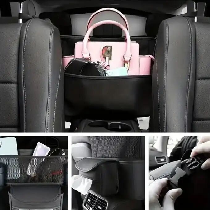 Range-tout Voiture Entre Sièges Avant En Cuir Et Mesh – Design & Couleur Aléatoire