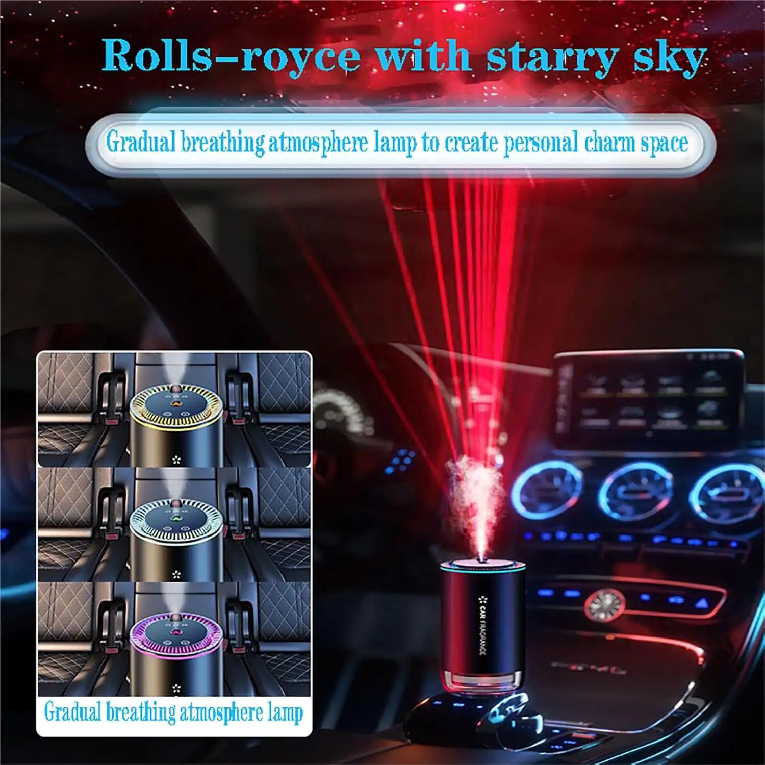 Parfum De Voiture Intelligent Multi-modes – Diffusion Aromatique Et Éclairage Dambiance Design & Couleur Aléatoire