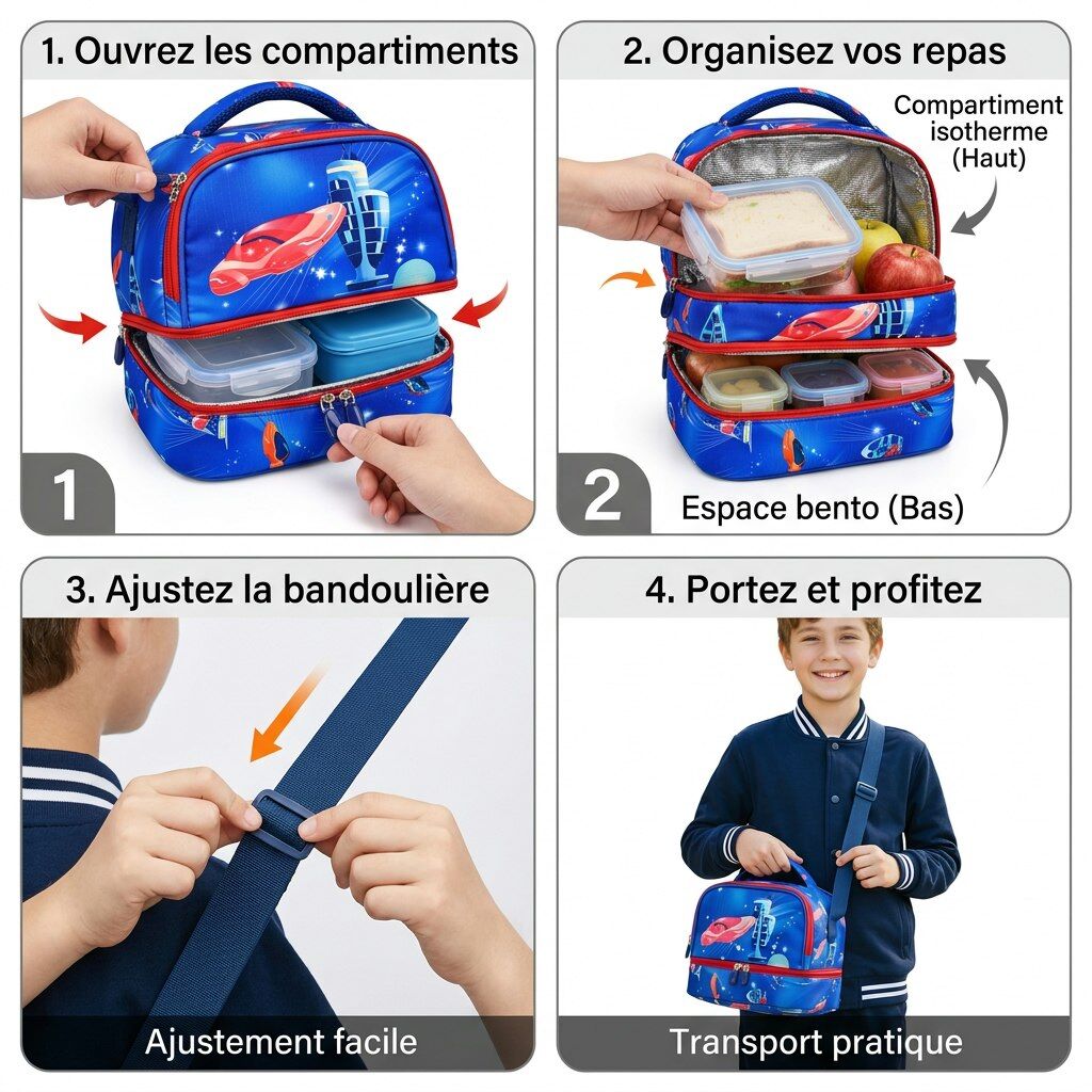 Sac Isotherme Compagnon Quotidien Pratique avec Fermeture à Glissière thumbnail 3