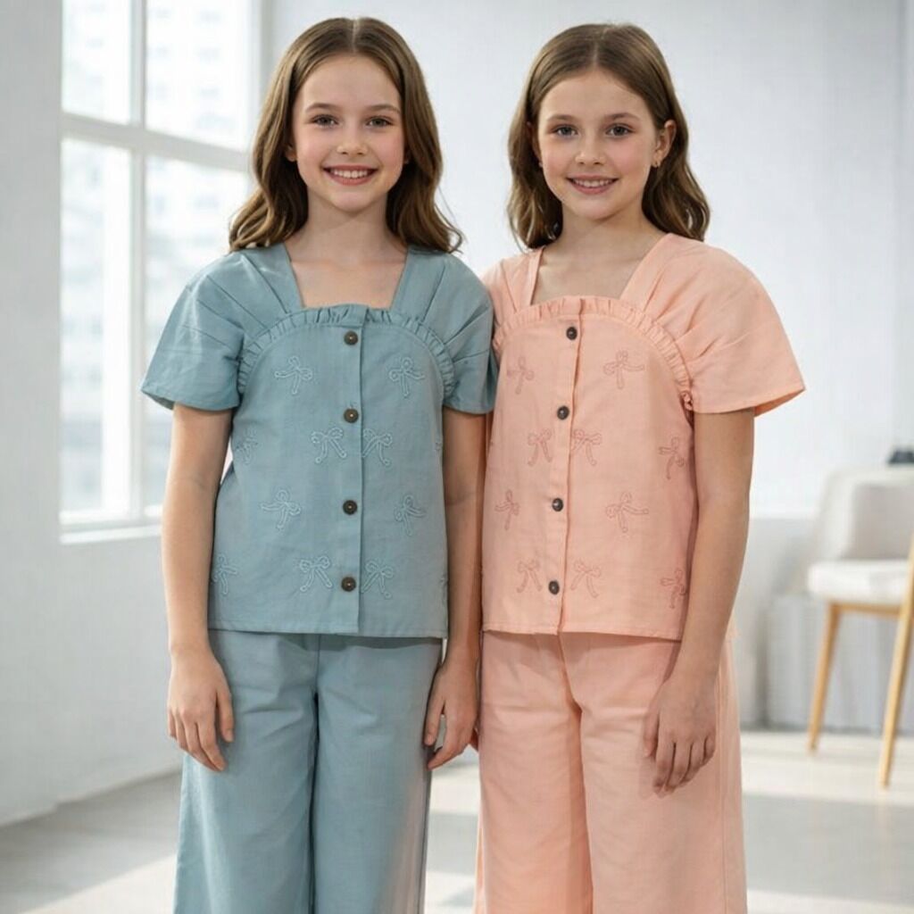 Ensemble Chemise Brodée Pantalon Large
