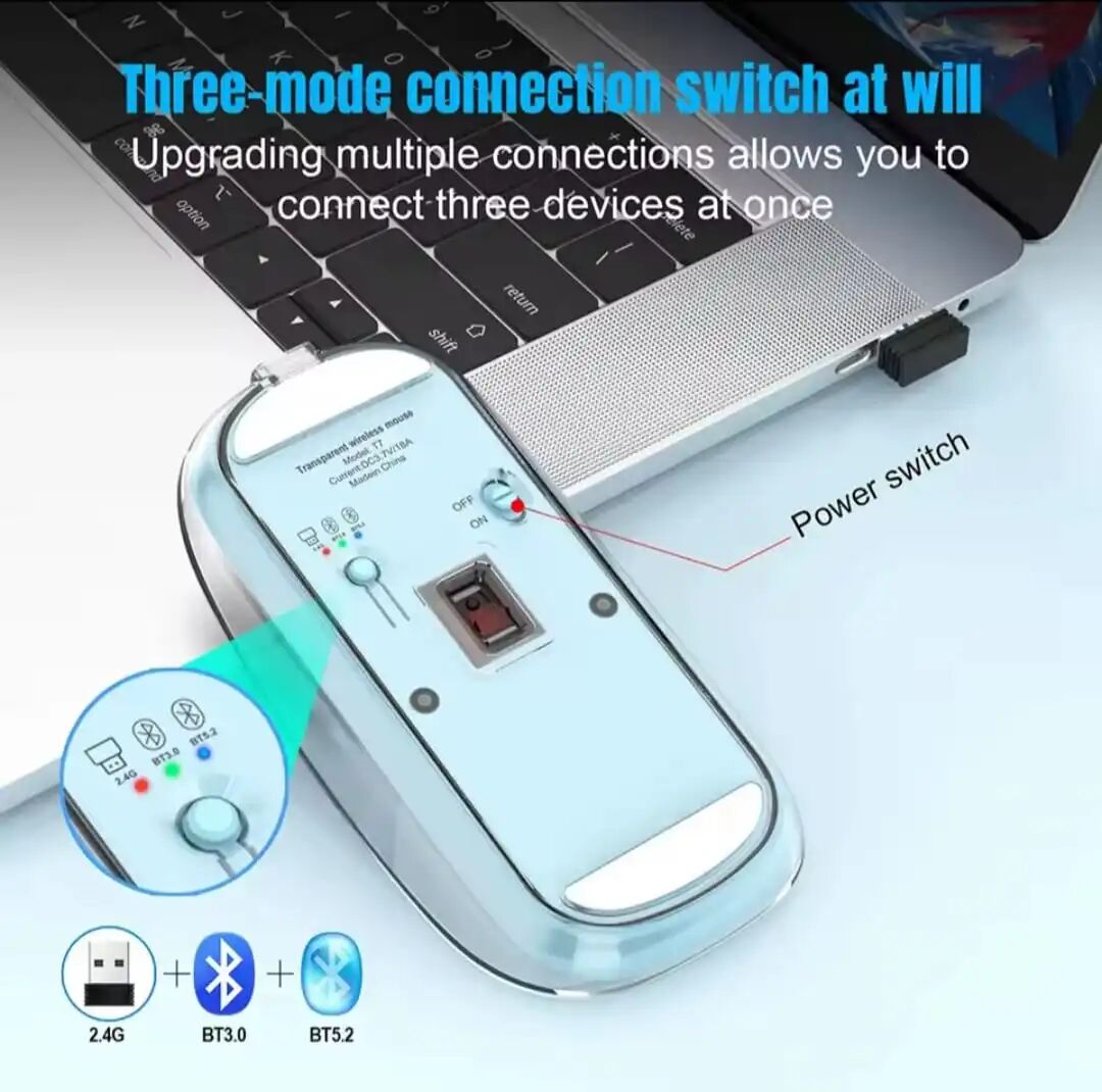 Souris Sans Fil Transparente 2.4g Pour Ordinateur Portable Souris Bluetooth Pour Tablette Ipad