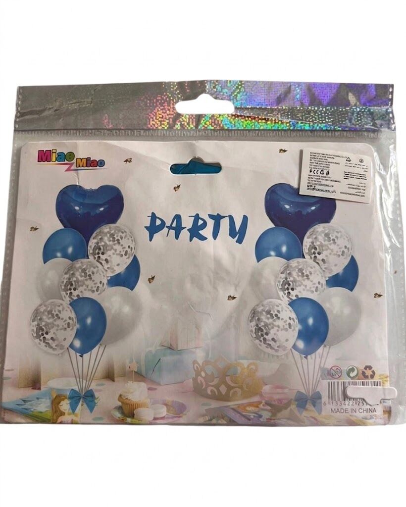 Ballons Anniversaire Décoratifs Bleu Marbre