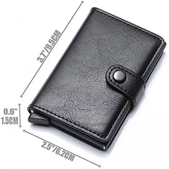 Porte-carte Bancaire Porte Monnaie Generic Noir Aluminium Cuir Mixte thumbnail 3