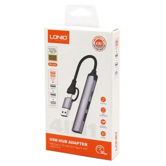 Hub Ldnio Ds-64c Usb-c Vers 5 Ports (usb 3.0, Type-c Et Usb 2.0)