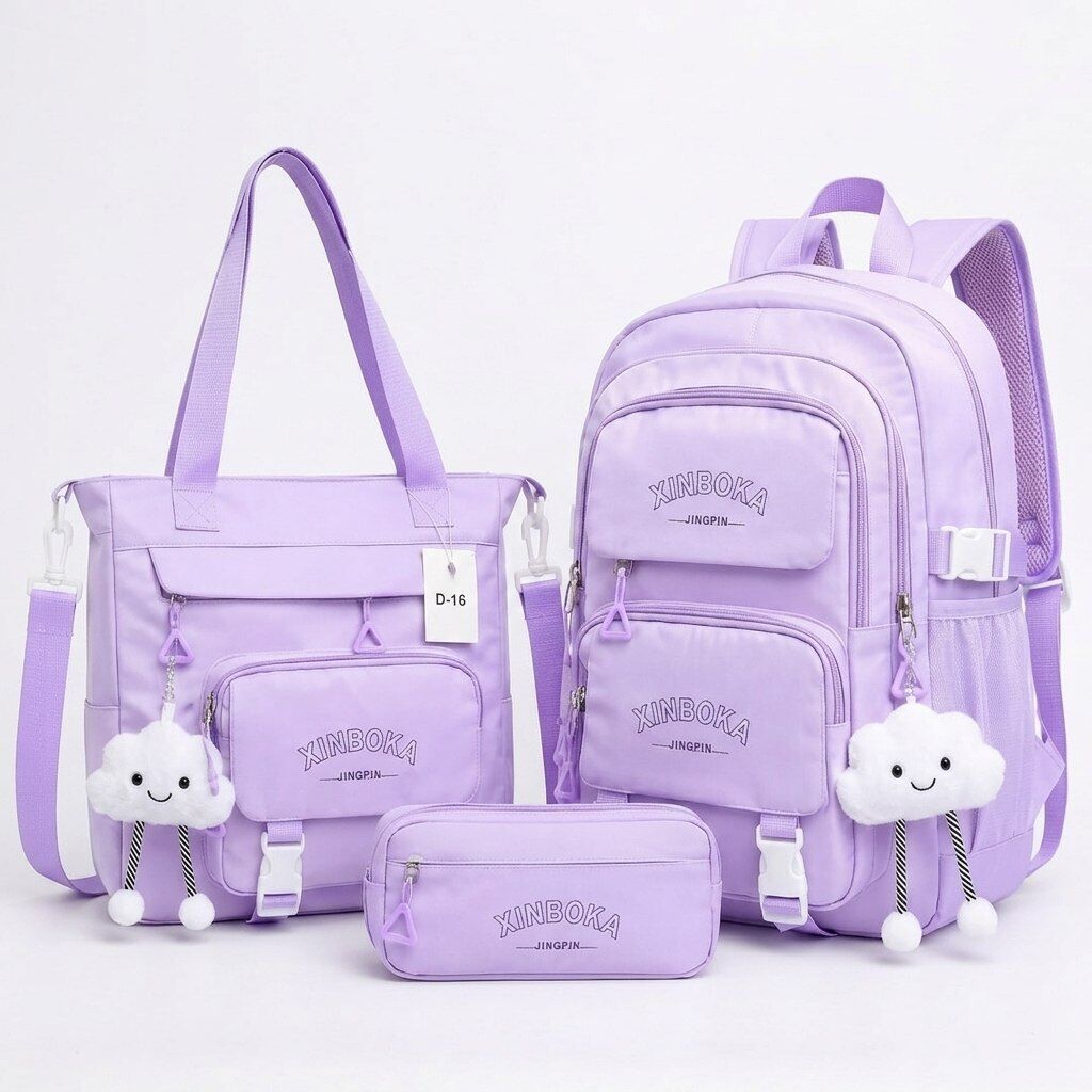 Ensemble 3 Pièces Sac À Dos, Sac À Main Bandoulière Et Trousse