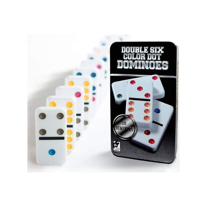 Jeux Domino 28 Unités Colorés,double Six Color Dot Dominoes, Boite Métallique