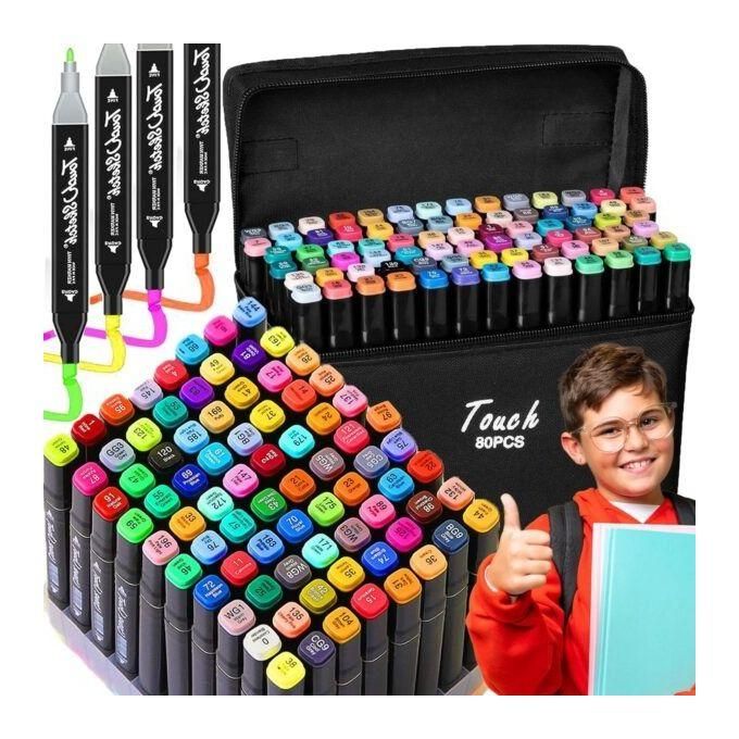 Set De 80 Couleurs De Marqueurs À Feutre Pour Dessin Et Peinture Créative