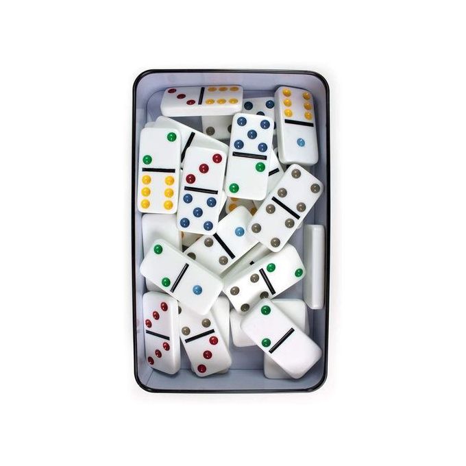 Domino 28 Unités Colorés Boite Métallique – Jeux Double Six Color Dot Dominoes thumbnail 4