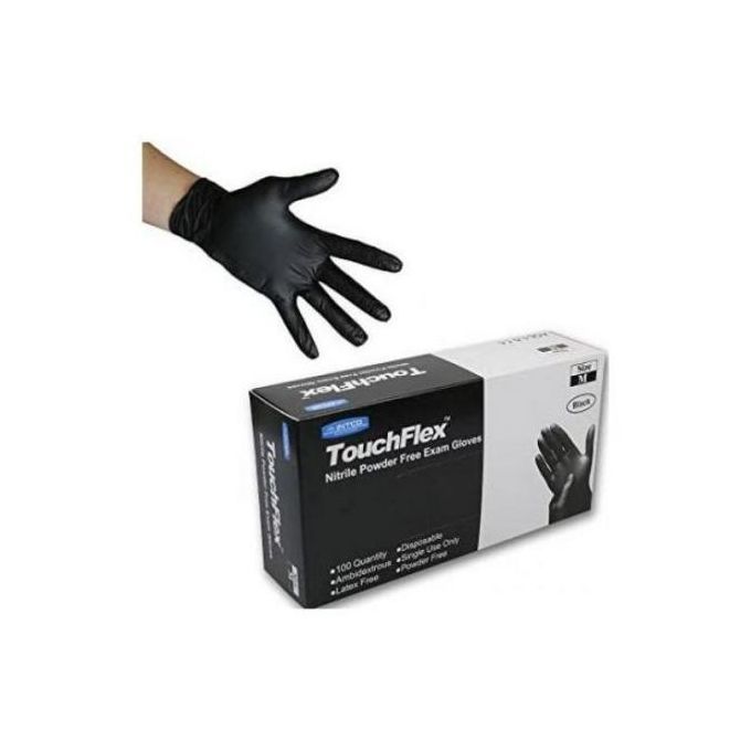 Touchflex Gants Nitrile Noir 100/boite, Sans Latex /sans Poudre,qualité Médicale