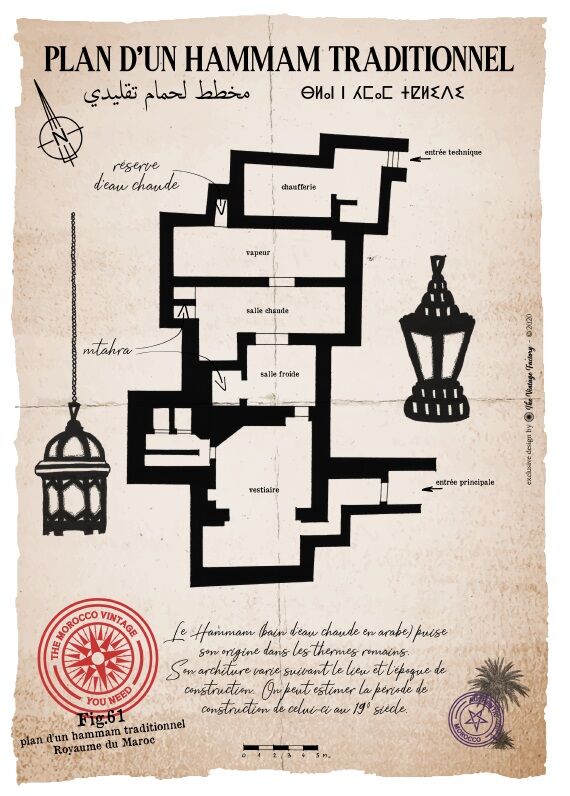 Affiche du plan d'un Hammam traditionnel (1)