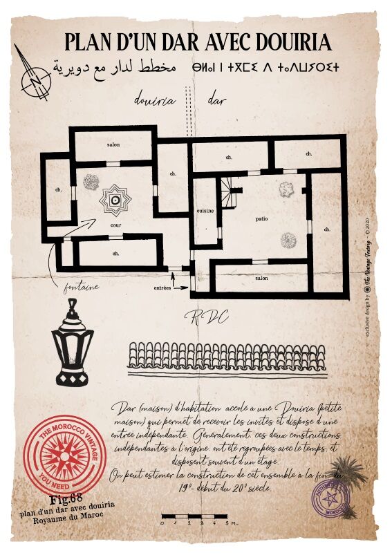 Affiche du plan d'un Dar avec douiria