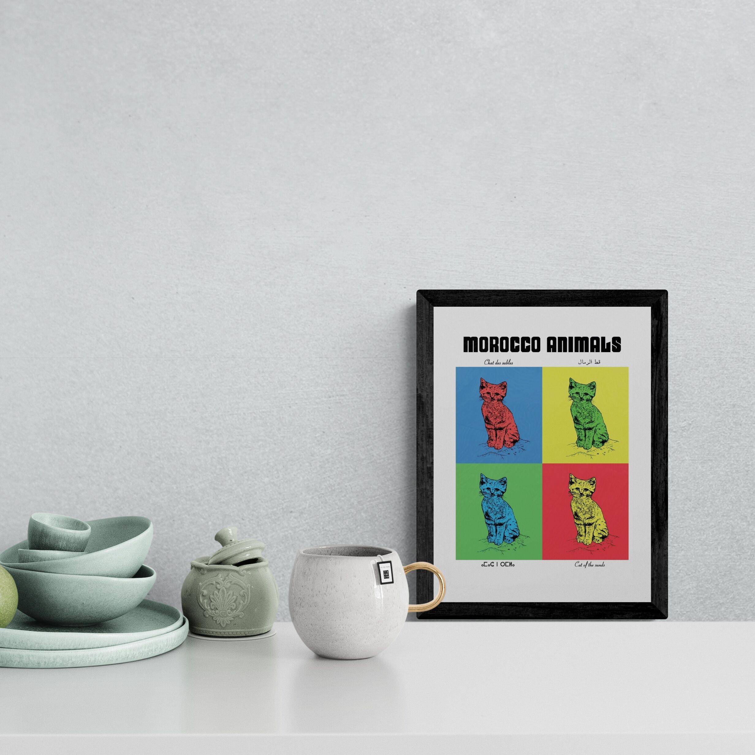 Affiche de la planche zoologique CHAT des SABLES version POP