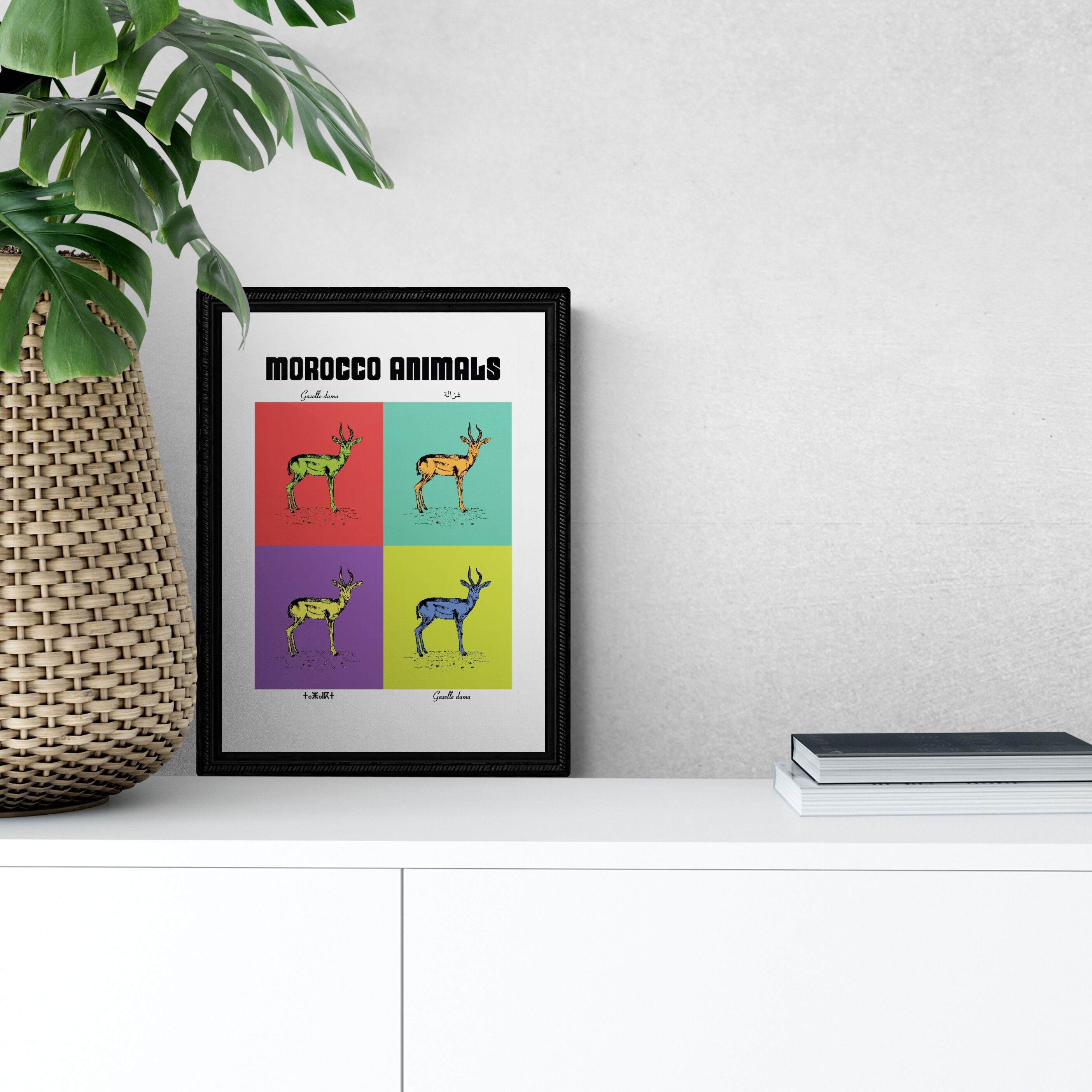 Affiche de la planche zoologique GAZELLE DAMA version POP