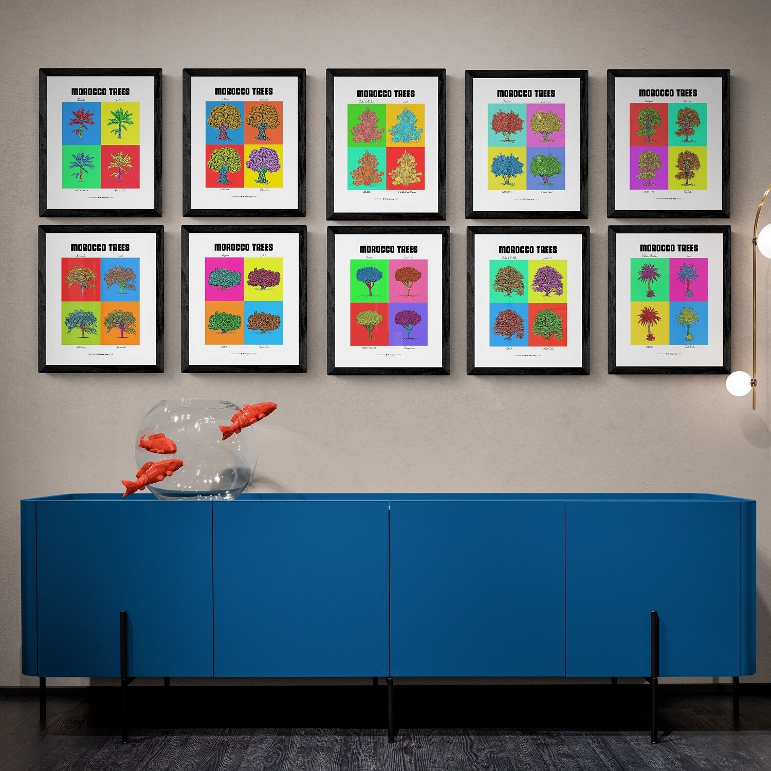 Collection intégrale des 10 affiches des planches botaniques version POP en format A4 thumbnail 1