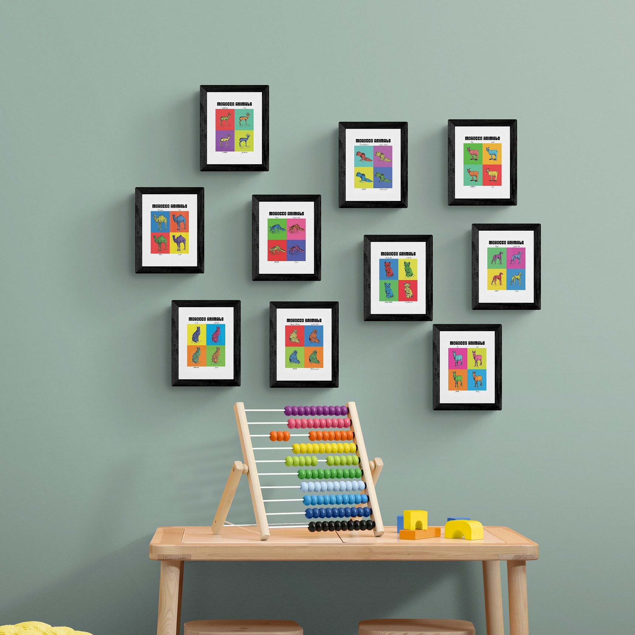 Lot de 10 cartes postales des planches zoologiques version POP thumbnail 1