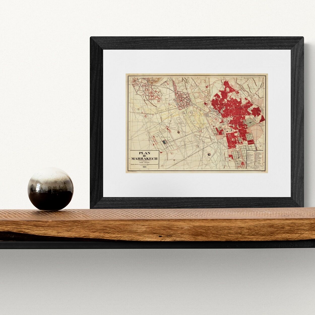 Affiche d'un plan ancien de Marrakech - 1924