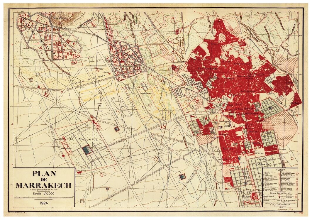 Affiche d'un plan ancien de Marrakech - 1924