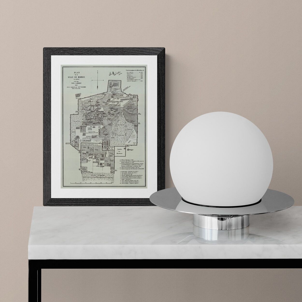 Affiche d'un plan ancien de Marrakech - 1867