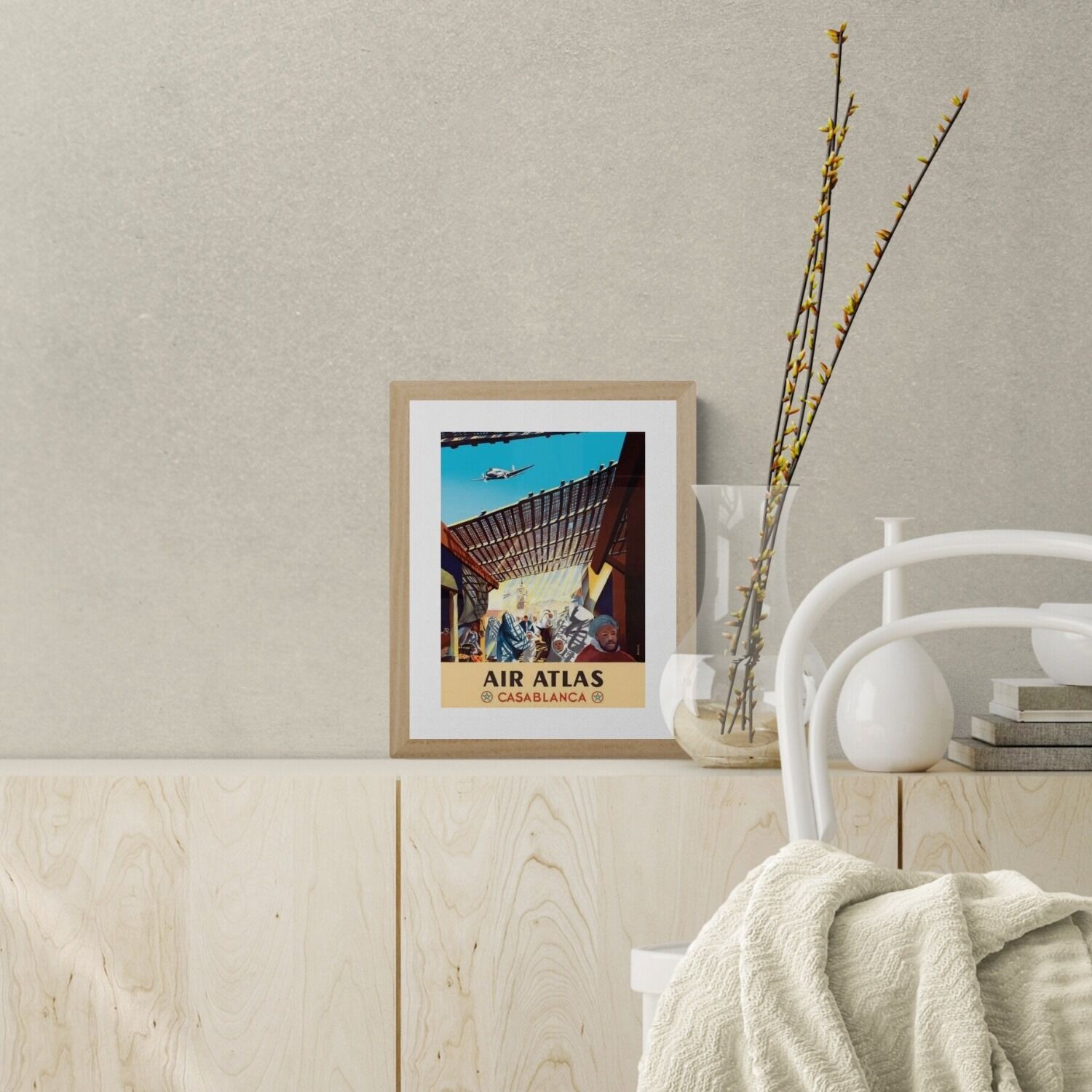 Affiche publicitaire vintage "Air Atlas Casablanca" - reproduction