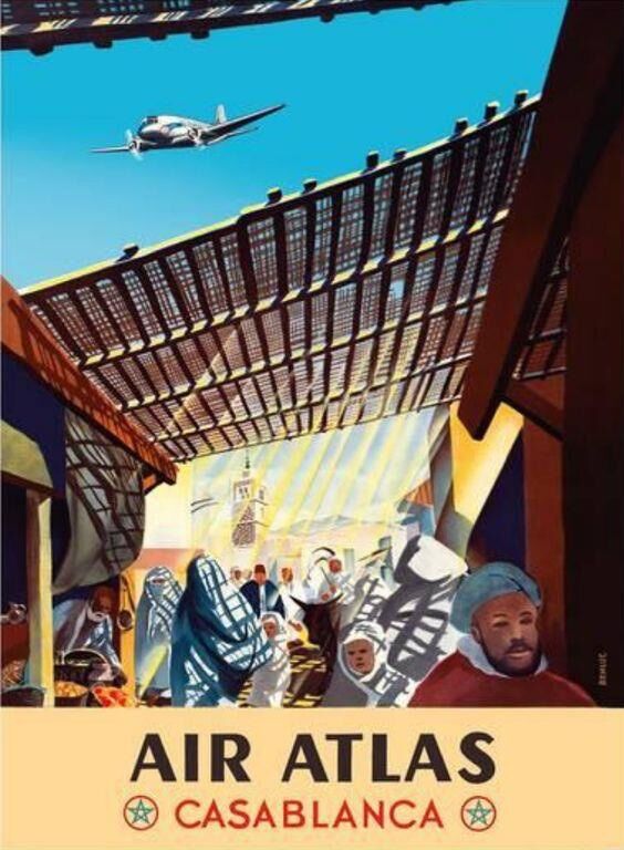 Affiche publicitaire vintage "Air Atlas Casablanca" - reproduction